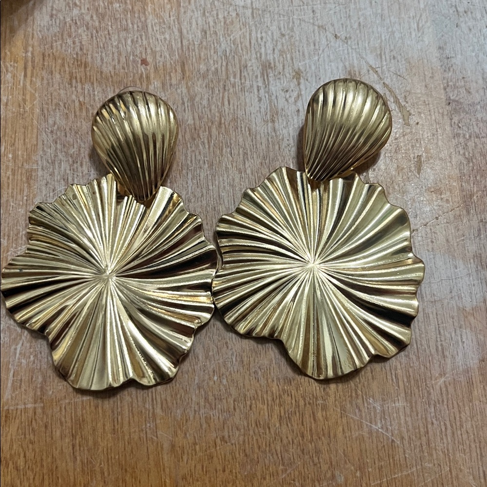Gold Shell Statement Earrings